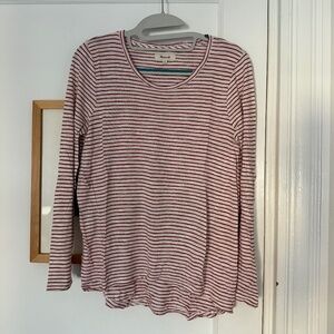 Madewell Women's Long Sleeve Top - White & Red Stripe - Size S